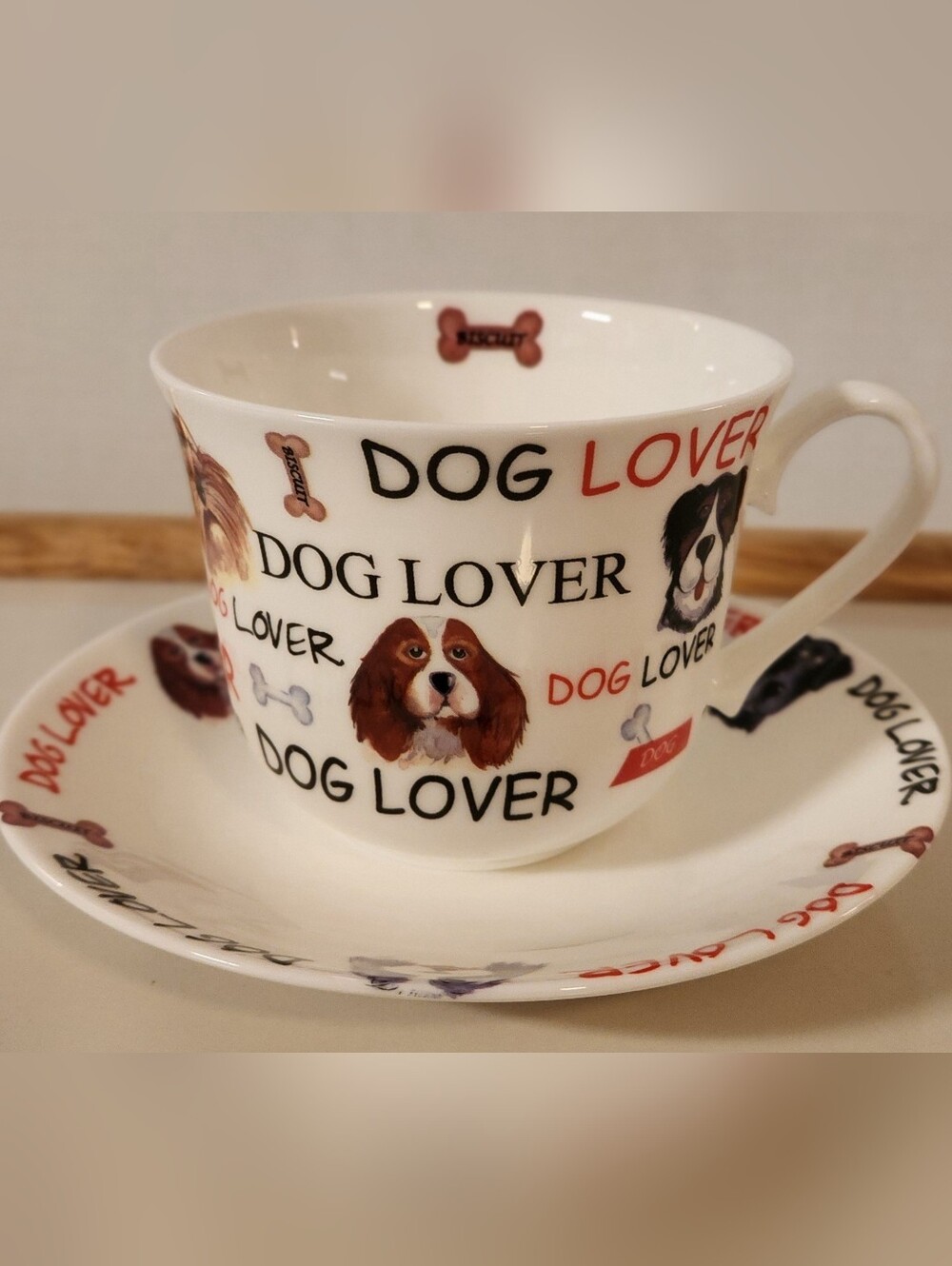 Roy Kirkham "Love My Dog"Breakfast Cup & Saucer Set Fine Bone China England 2009